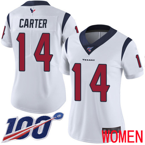 Houston Texans Limited White Women DeAndre Carter Road Jersey NFL Football #14 100th Season Vapor Untouchable->houston texans->NFL Jersey